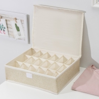 Органайзеры для хранения белья &laquo;Пастель&raquo;, 3 шт, с крышкой, 31,5&times;25&times;10 см, цвет бежевый