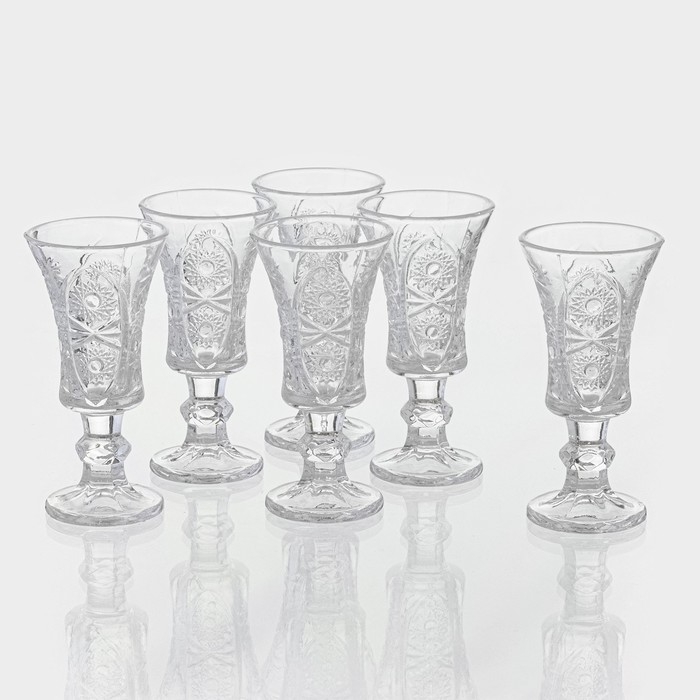 Набор рюмок стеклянных «Ледяная звезда», 35 мл, 10,5×5 см, 6 шт Набор рюмок стеклянных «Ледяная звезда», 35 мл, 10,5×5 см, 6 шт