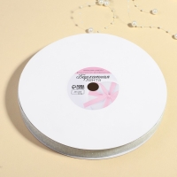 Лента бархатная, с серебряным люрексом, 15 мм, 18 &plusmn; 1 м, цвет белый №01