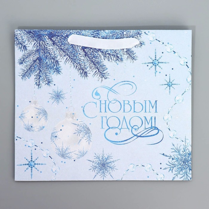 Пакет подарочный новогодний крафтовый горизонтальный &laquo;Нежность Нового года&raquo;, ML 27 х 23 х 11.5 см, Новый год