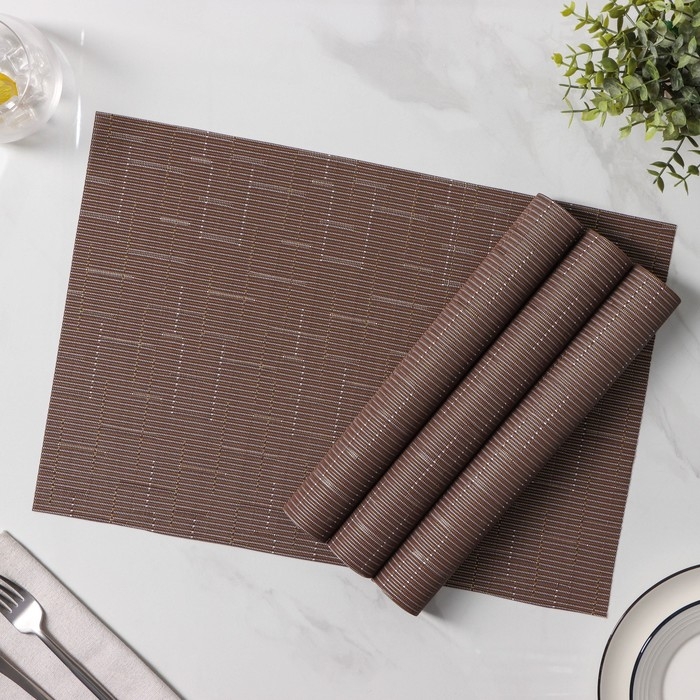 Салфетки сервировочные на стол Доляна &laquo;Шер&raquo;, 4 шт, 30&times;45 см, цвет коричневый