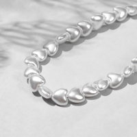 Бусины пластиковые на нити &laquo;Жемчуг&raquo; сердце 0,6&times;0,6&times;0,5 см, (набор 140 шт.), цвет белый