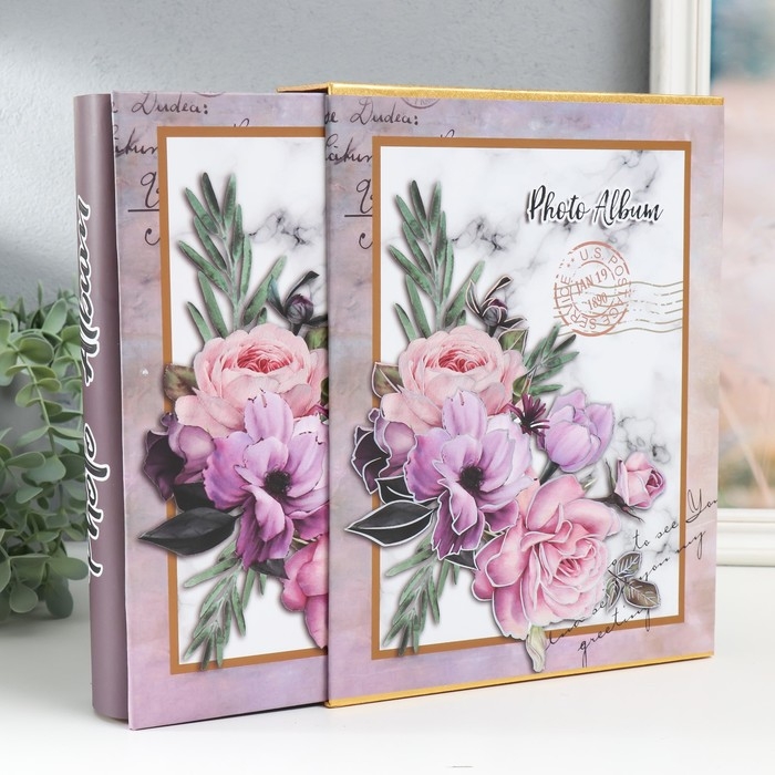 Фотоальбом на 200 фото 10х15 см "Букет цветов" МИКС 26х20,5х5,7 см
