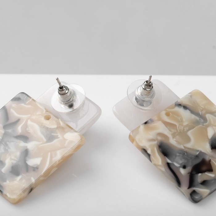 Серьги акрил &laquo;Квадрат&raquo; плоский, цветные