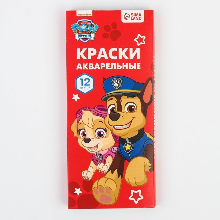 Акварель медовая &laquo;Щенячий патруль&raquo;, 12 цветов, в картонной коробке, без кисти