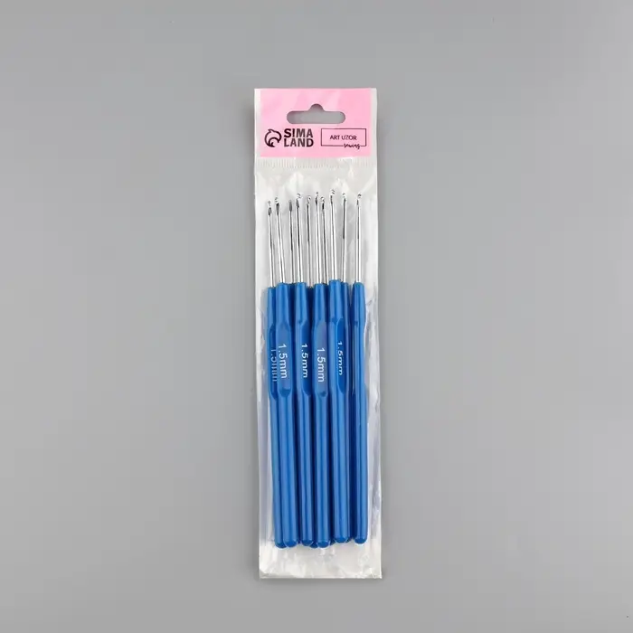 Крючок для вязания, с пластиковой ручкой, d = 1,5 мм, 13,5 см, цвет синий, цена за 1 штуку