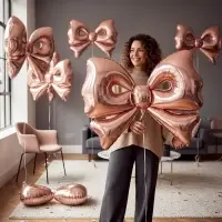 Воздушный шар фольгированный 50" "Бант" цвет розовое-золото