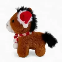 POMPOSHKI мягкая игрушка Лошадка, в шапочке, коричневая