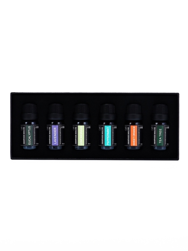 Набор эфирных масел "Лаванда, эвкалипт, лемограсс...", 6 шт по 10 мл, в коробке