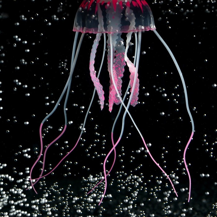 Декор для аквариума Декор для аквариума "Медуза" силиконовая, флуоресцентная, 5 х 5 х 15 см, розовая