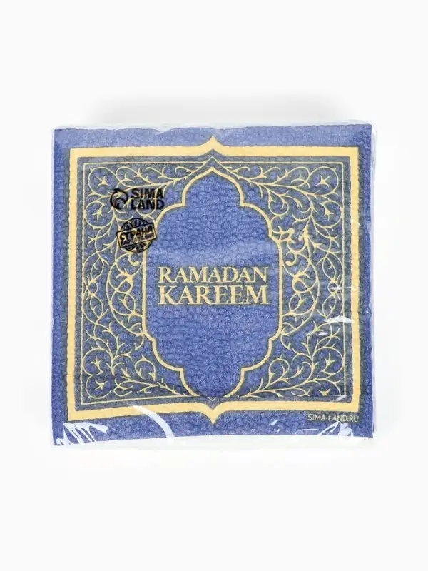 Салфетки бумажные однослойные "Ramadan", синие с золотом 24х24 см, 20 шт