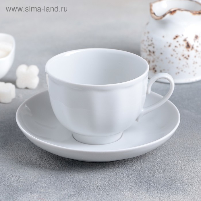 Чайная пара фарфоровая &laquo;Гранатовый&raquo;, 250 мл, чашка d=9,2 см, бдюдце d=15 см