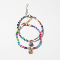 Браслет на ногу &laquo;Ракушки&raquo; два ряда, цветной, 23,3 см