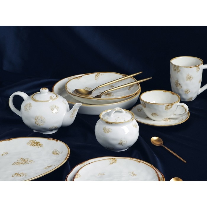 Блюдо фарфоровое Доляна Organic Gold, 30&times;21&times;2,5 см, цвет белый