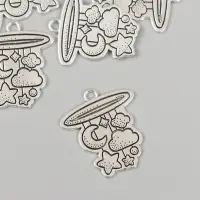 Металлический элемент, декоративная подвеска &laquo;Арт Узор. Детский мобиль с игрушками&raquo;, 2.5&times;2.7 см