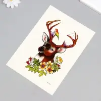 Переводная тату на тело цветная &laquo;Олень с птичкой&raquo;, 26.2&times;14.5 см