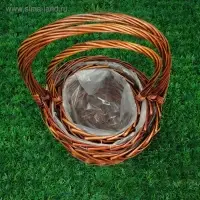 Набор корзин &laquo;Плетёнка&raquo;, темно-коричневый, 3 шт, 28&times;14/45, 24&times;13/41, 19&times;11/37 см, ива