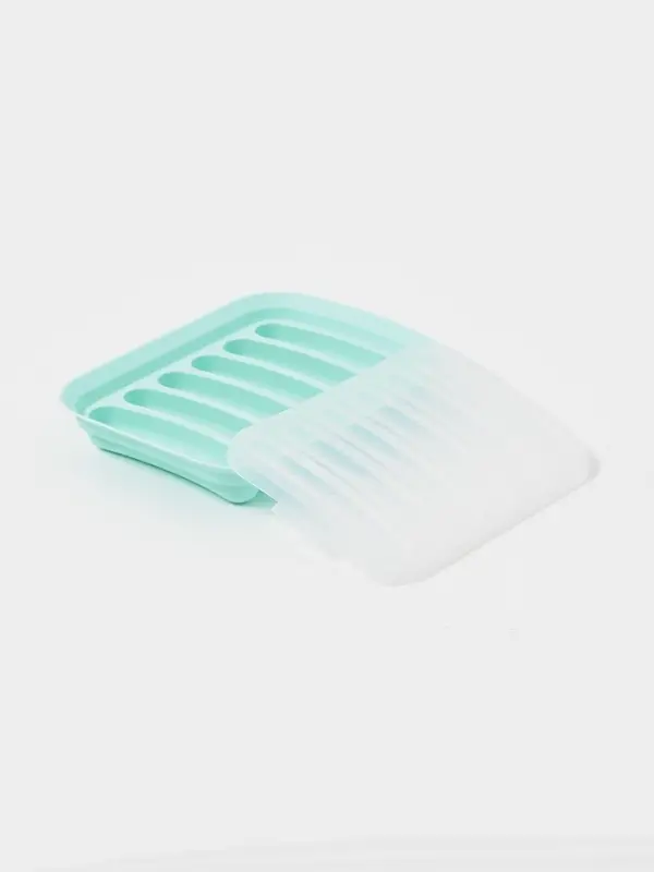 Форма для выпечки и приготовления сосисок Доляна, 6 ячеек, с крышкой, 17.5&times;13.5,2.8 см, силикон, бирюзовый