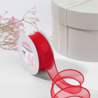 Лента капроновая &laquo;Волна&raquo;, с блеском, 40 мм, 10 &plusmn; 1 м, цвет красный №2