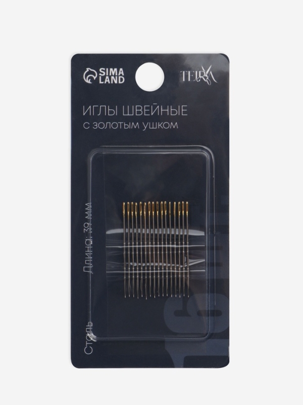 Игла швейная с золотым ушком №120-027 39-*0,8мм (набор 16шт) сталь TR Игла швейная с золотым ушком №120-027 39-*0,8мм (набор 16шт) сталь TR