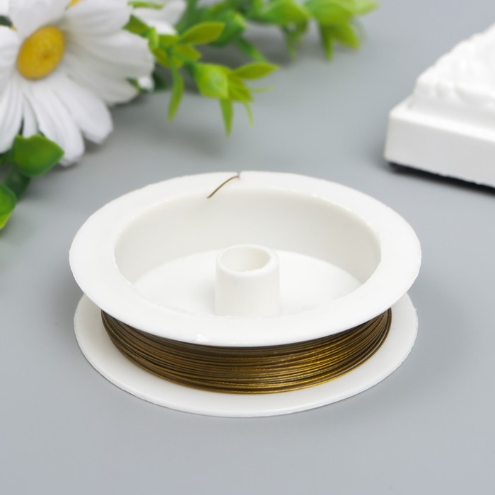 Проволока для рукоделия с нейлоновым покрытием d - 0,45 мм, 10 м золото