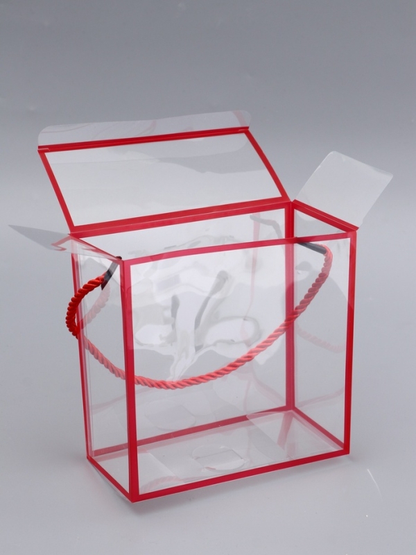 Коробка из PET с ручками, красная, 14 х 14 х 7 см