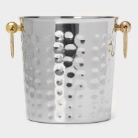 Ведро для льда из нержавеющей стали &laquo;Чеканный&raquo;, 5,2 л, 25&times;20&times;20,5 см, золотые ручки
