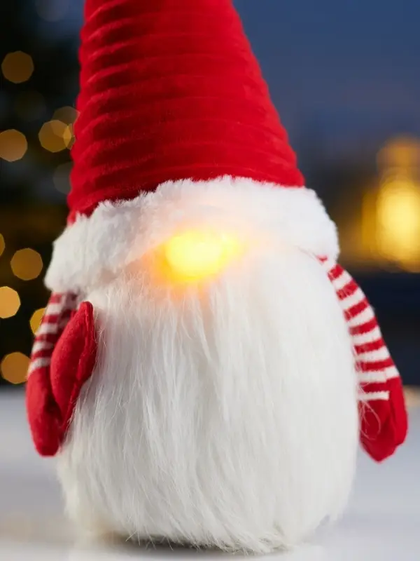 Фигура текстиль &laquo;Гном романтик в красном&raquo; 40 см, 1LED, LR1130х3 (в компл.), Т/БЕЛЫЙ