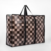 Сумка хозяйственная на молнии, 54 л, цвет коричневый/бежевый