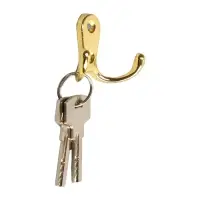 Крючок мебельный ТУНДРА TKd=006, двухрожковый, золото