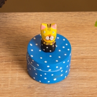 Сувенирная шкатулка &laquo;Котик&raquo;, 5&times;5&times;7.5 +/- см, дерево, синяя