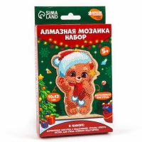 Алмазная мозаика на новый год для детей на деревянной фигурке &laquo;Медвежонок&raquo;, 10 х 13 см, новогодний набор для творчества
