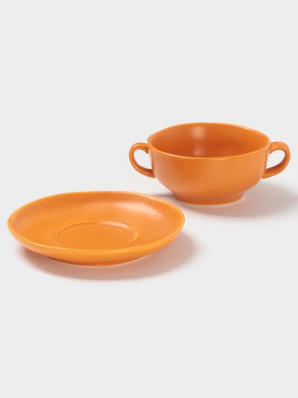 Бульонница Magistro "Potter" 255мл 15х2,5 цвет оранжевый с блюдцем