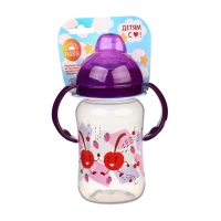 Поильник - непроливайка детский с мягким носиком &laquo;Фрукты&raquo;, 270 мл., с ручками, цвет МИКС