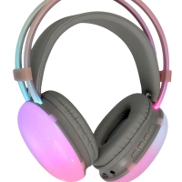 Наушники полноразмерные Mybit W-33, RGB подсветка, BT5.3, 800 мАч, Type-C, розовые