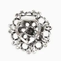 Зажим для платка "Цветок астры", цвет белый в чернёном серебре