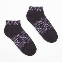 Носки женские укороченные махровые &laquo;Снежинки&raquo; цвет тёмно-серый, размер 23-25
