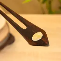 Заколка для волос фигурная, дерево Соно, ракушка, 17х4 см, цв. тёмно-коричневый