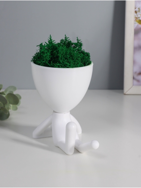 Кашпо пластиковое "Мистер Грин на лайте" 9,7*12*7,3 см белый