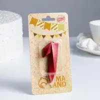 Свеча в торт &laquo;Грань&raquo;, цифра 1, красный металлик, 6.5 см