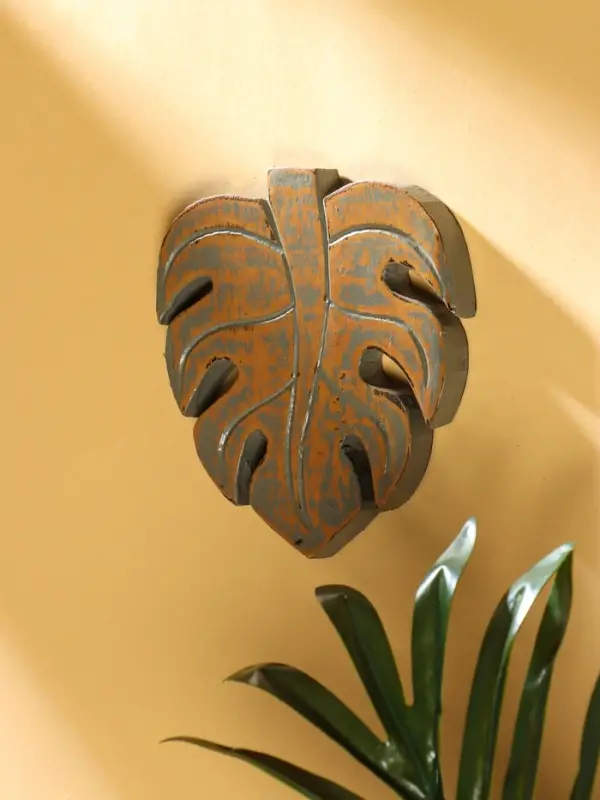 Панно "Лист" дерево 12х13х1 см, цв. коричневый