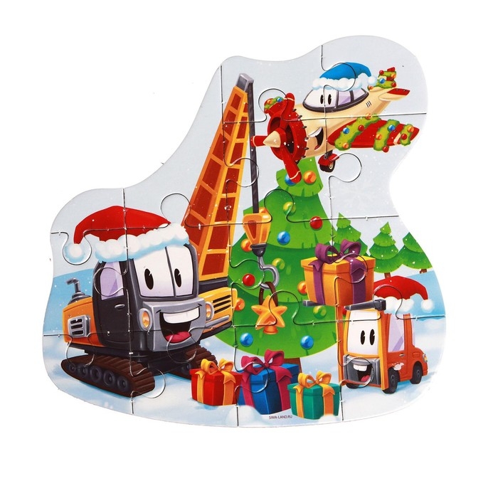 Деревянный пазл «Новый год! Машинки» Деревянный пазл «Новый год! Машинки»