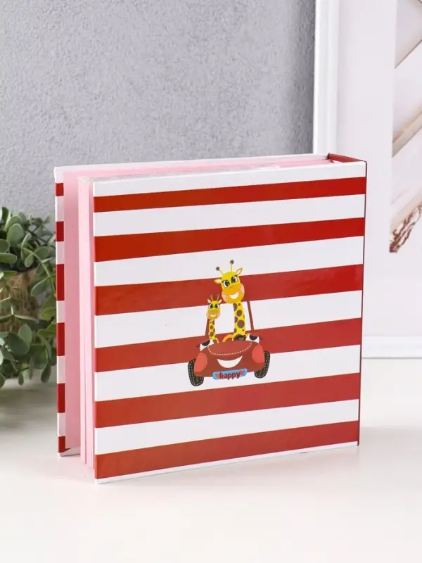 Фотоальбом 200 фото 10X15cм, "Жирафы на машине", бум.карм.цвет.с мемо, клеевой пер-т