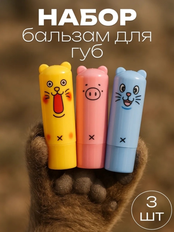 Набор бальзам для губ "Мяу 2", 3 шт