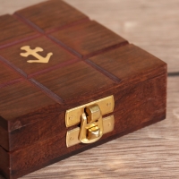 Настольная игра "Крестики-нолики" 10х10 см, дерево шишам, латунь