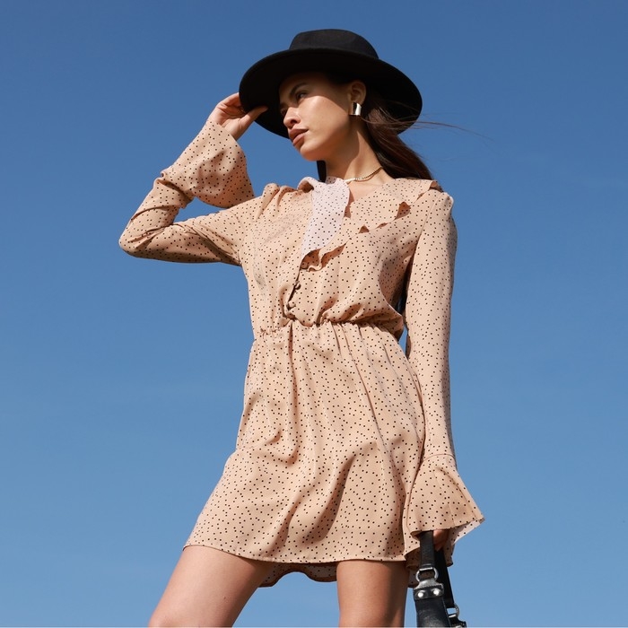 Платье женское MIST с воланами, р. 46, бежевый Платье женское MIST с воланами, р. 46, бежевый