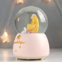 Сувенир полистоун водяной шар свет, музыка "Пёсик спит у месяца" 13х8х8 см