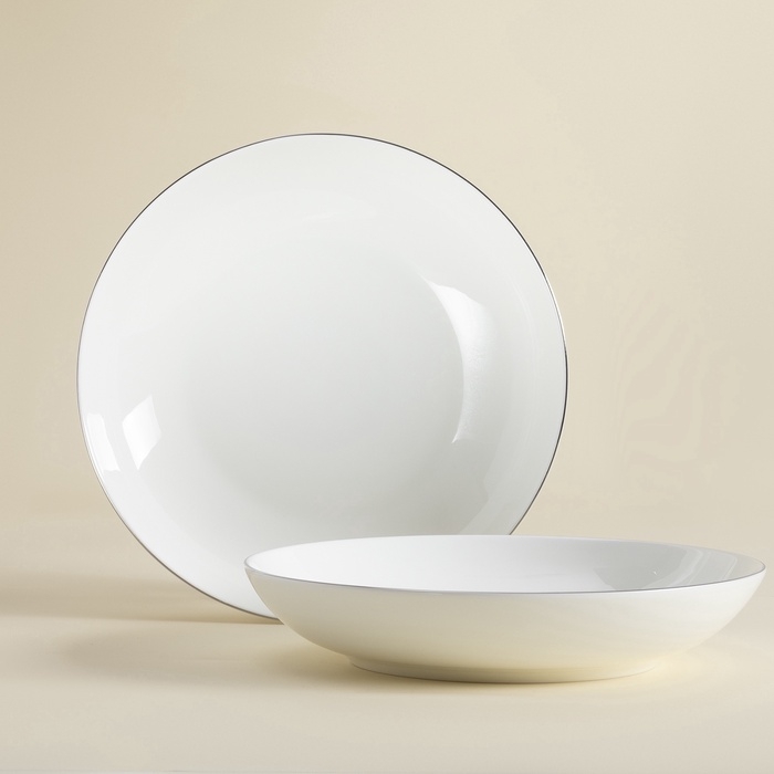 Тарелки глубокие SL Home &laquo;Каскарон&raquo;, 700 мл, d=20 см, набор 2 шт, костяной фарфор, белые