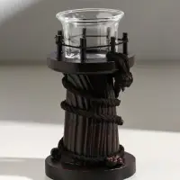 Подсвечник дерево, стекло на 1 свечу "Маяк и штурвал" 8,5х8,5х15,5 см