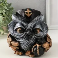 Копилка "Сова в треуголке" 18х17 см, бронза с серебром